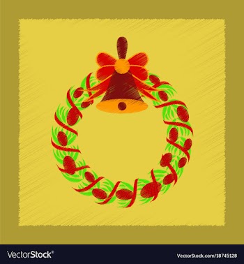 Flat shading style icon christmas wreath vector image