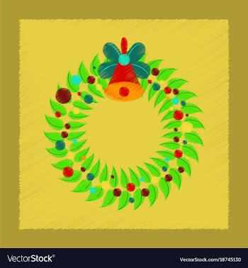 Flat shading style icon christmas wreath vector image