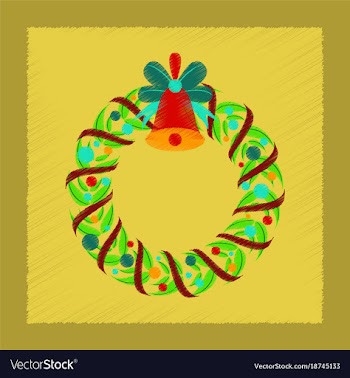 Flat shading style icon christmas wreath vector image
