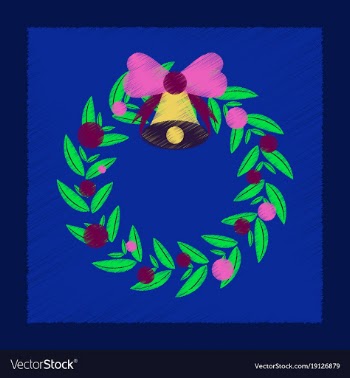 Flat shading style icon christmas wreath vector image