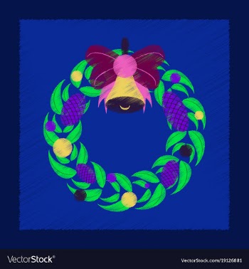 Flat shading style icon christmas wreath vector image
