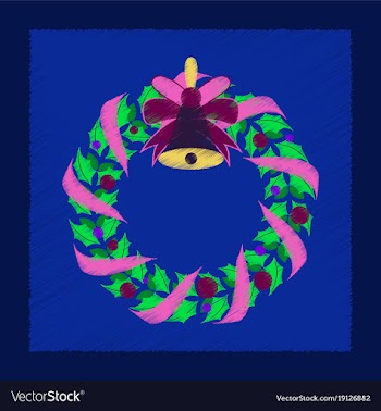 Flat shading style icon christmas wreath vector image