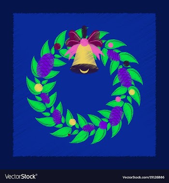 Flat shading style icon christmas wreath vector image