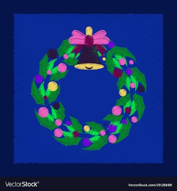 Flat shading style icon christmas wreath vector image