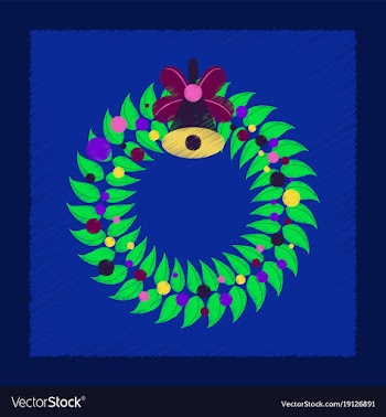 Flat shading style icon christmas wreath vector image