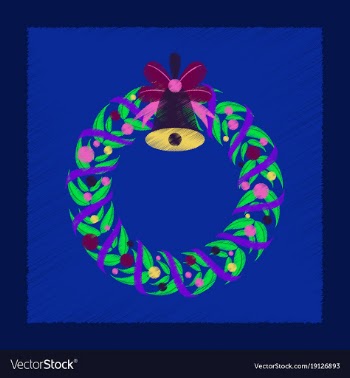 Flat shading style icon christmas wreath vector image