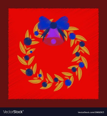 Flat shading style icon christmas wreath vector image