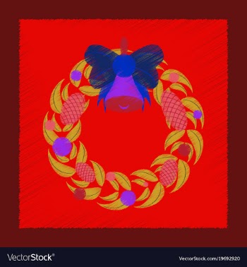 Flat shading style icon christmas wreath vector image