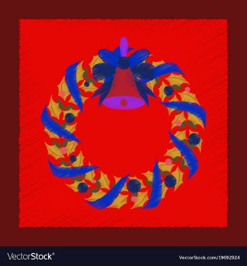 Flat shading style icon christmas wreath vector image