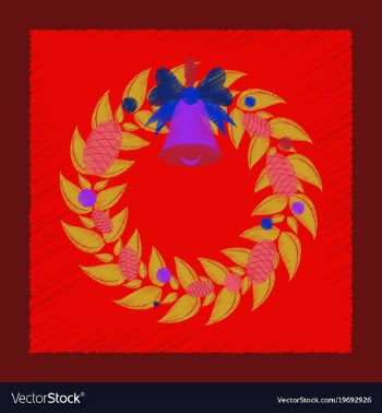 Flat shading style icon christmas wreath vector image