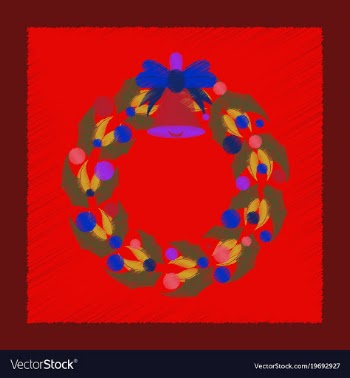 Flat shading style icon christmas wreath vector image