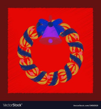 Flat shading style icon christmas wreath vector image