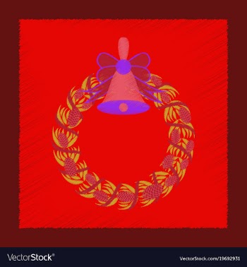 Flat shading style icon christmas wreath vector image