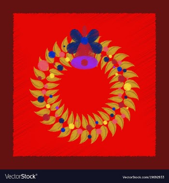 Flat shading style icon christmas wreath vector image