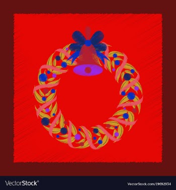 Flat shading style icon christmas wreath vector image
