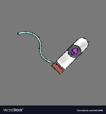 Flat shading style icon cigar and smoke vector image