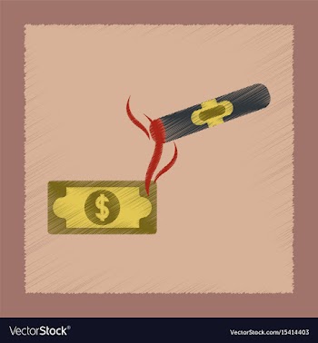 Flat shading style icon cigar dollar vector image