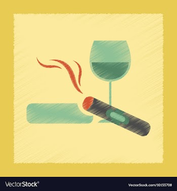 Flat shading style icon cigar glass of wine vector image