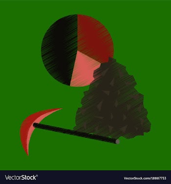 Flat shading style icon coal and hammer vector image