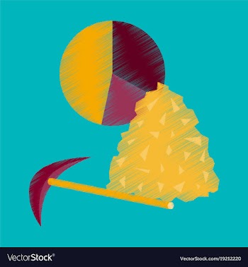 Flat shading style icon coal and hammer vector image