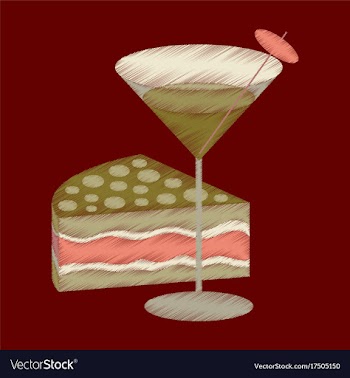 Flat shading style icon cocktail and cake vector image