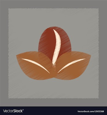 Flat shading style icon coffee bean leaves vector image