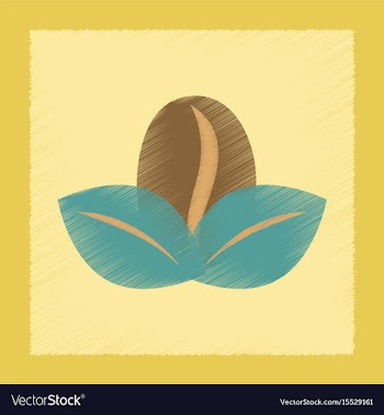 Flat shading style icon coffee bean leaves vector image
