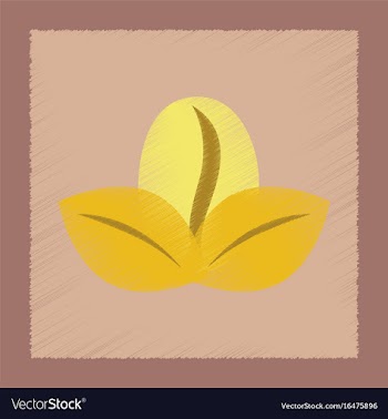 Flat shading style icon coffee bean leaves vector image