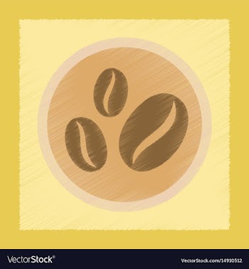 Flat shading style icon coffee beans logo vector image