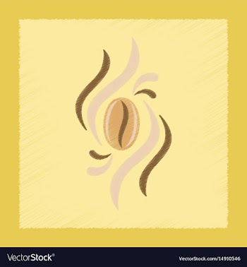 Flat shading style icon coffee beans logo vector image