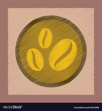Flat shading style icon coffee beans logo vector image