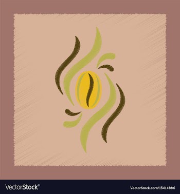 Flat shading style icon coffee beans logo vector image