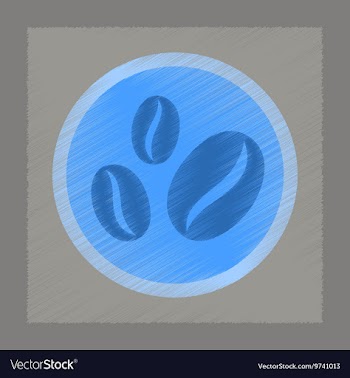 Flat shading style icon coffee beans logo vector image