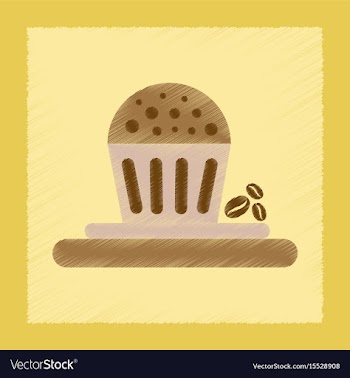 Flat shading style icon coffee cake vector image
