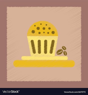 Flat shading style icon coffee cake vector image