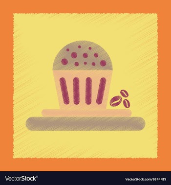 Flat shading style icon coffee cake vector image