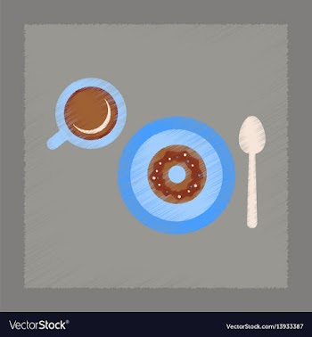 Flat shading style icon coffee cup donut vector image