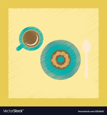 Flat shading style icon coffee cup donut vector image