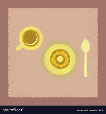 Flat shading style icon coffee cup donut vector image