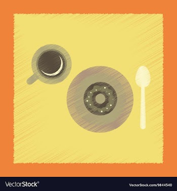 Flat shading style icon coffee cup donut vector image