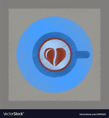 Flat shading style icon coffee cup heart vector image