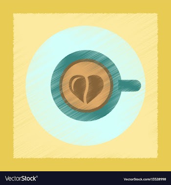 Flat shading style icon coffee cup heart vector image