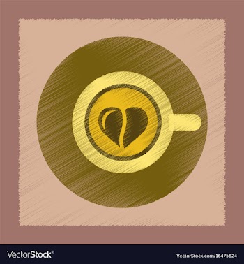 Flat shading style icon coffee cup heart vector image