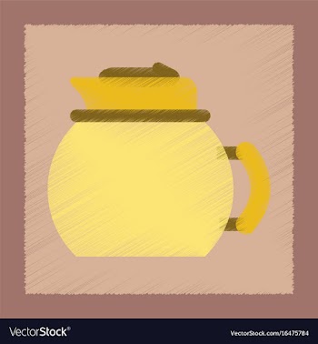 Flat shading style icon coffee kettle dishware vector image
