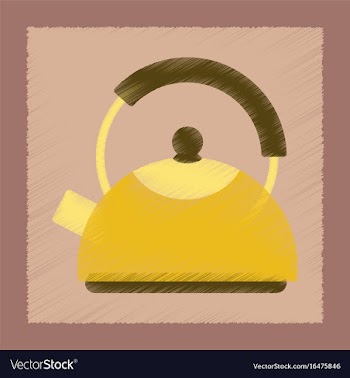 Flat shading style icon coffee kettle dishware vector image
