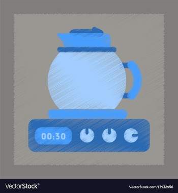 Flat shading style icon coffee kettle on stove vector image