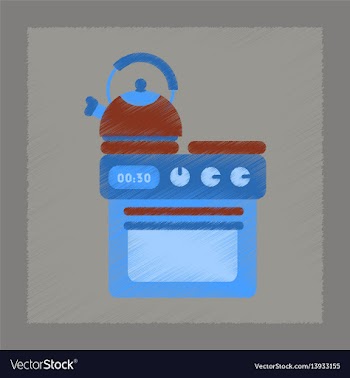 Flat shading style icon coffee kettle on stove vector image