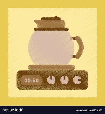 Flat shading style icon coffee kettle on stove vector image