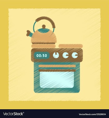 Flat shading style icon coffee kettle on stove vector image