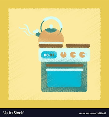 Flat shading style icon coffee kettle on stove vector image